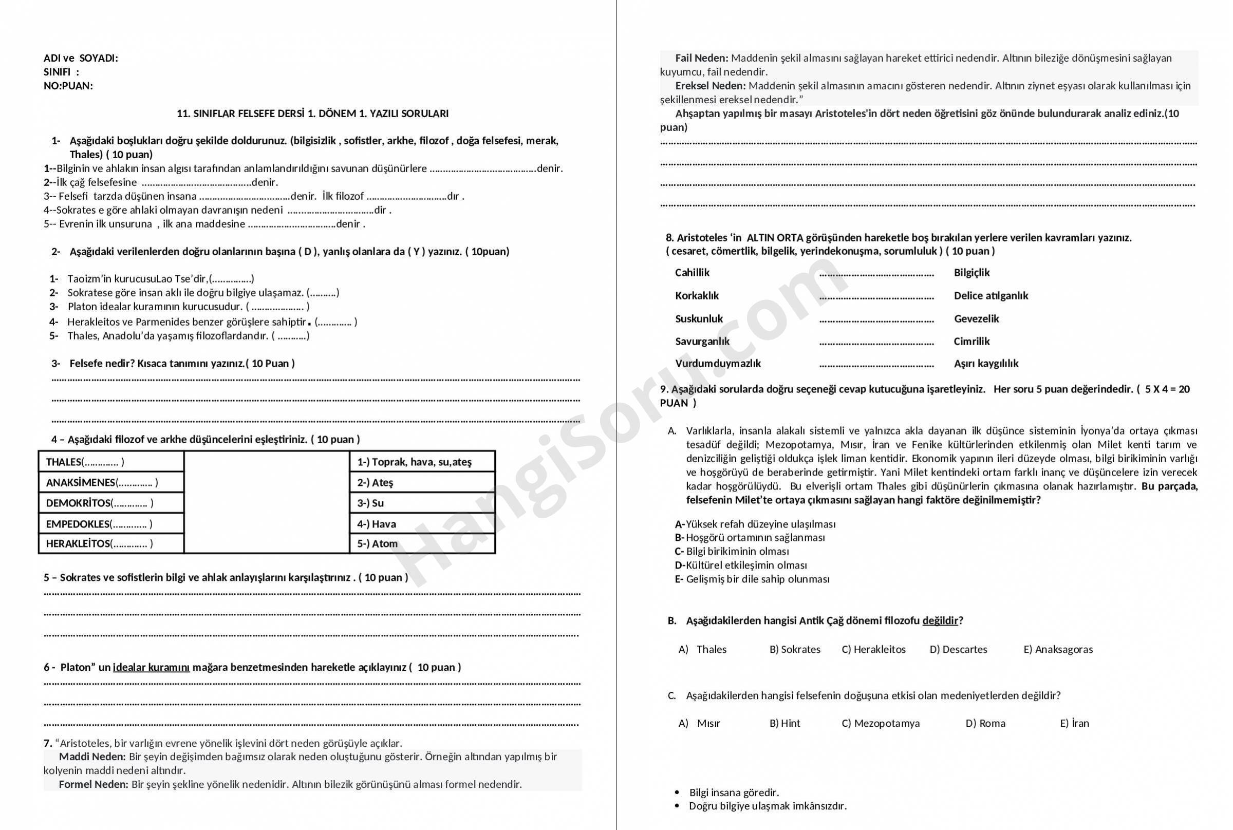 Toprak Ana Test Sorulari