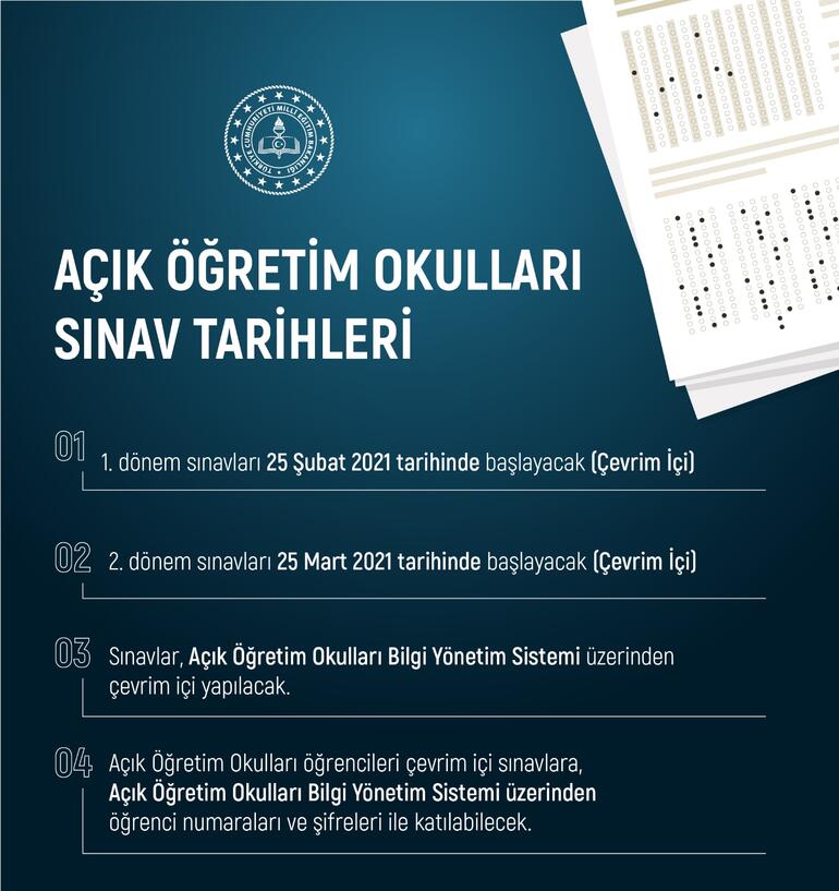 Açık Öğretim sınavları online