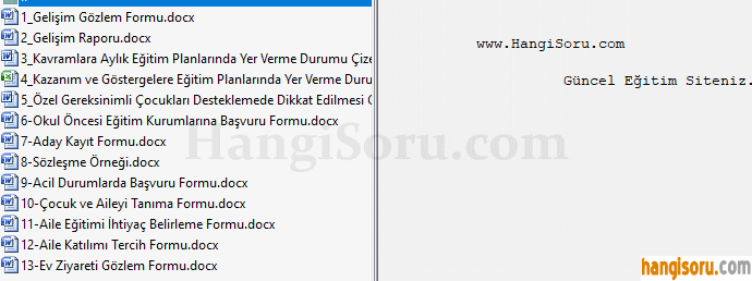 Okul Öncesi öğretmenin tutması gereken evraklar